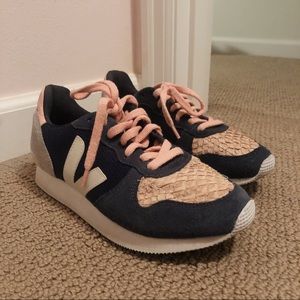 Veja Navy and Pink Sneakers